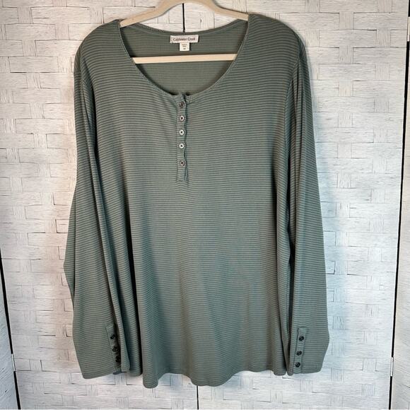 Coldwater Creek Tops - Coldwater Creek henley long sleeve T-shirt Y2K lace collar button button cuff